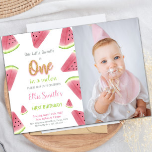 Glitter Watermelon Convite de Aniversário com Foto