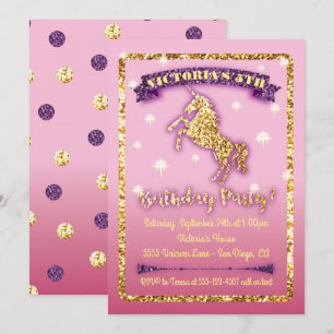 Glittering Convite de aniversário Unicorn