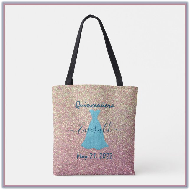 Glittering Quinceanera Comemorando Tote Bag (Criador carregado)