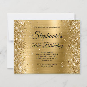 Glittery Dourado Fólio Monograma Chique 50º Aniver
