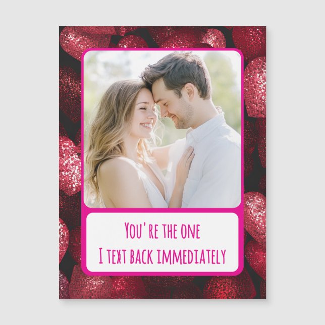 Glittery Love I Text Back Magnetic Card (Frente)
