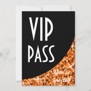 Glitz Convite "VIP Pass" de curva preta laranja