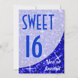 Glitz Dark Blue Curva "Sweet 16" convite