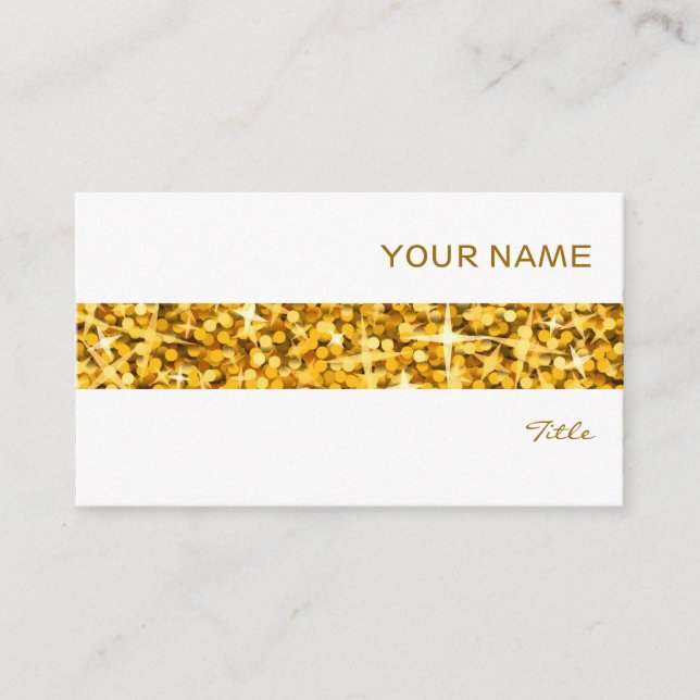 Glitz "Dourado" stripe cartão de visita branco (Frente)
