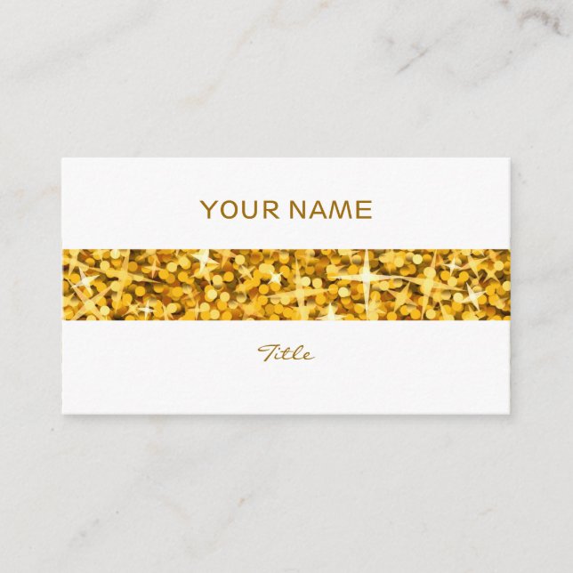 Glitz "Dourado" stripe cartão de visita branco-tra (Frente)