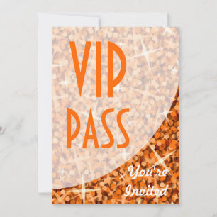 Glitz Laranja curva "VIP Pass" convite