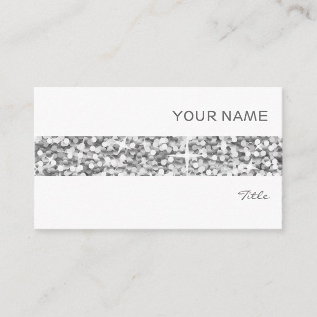 Glitz "Prata", cartão de visita branco (Frente)