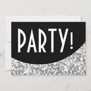Glitz "Prata" curva preta 'Partido!' convite