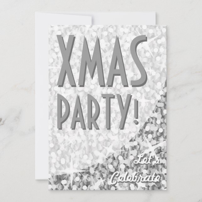 Glitz "Prata" curva "Xmas Party!" convite (Frente)