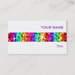 Glitz Rainbow Stripe cartão de visita branco