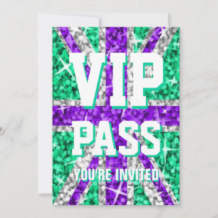 Glitz UK Purple 'VIP PASS' convite