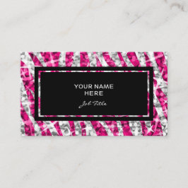 Glitz Zebra - retângulo cor-de-rosa cartão de visi