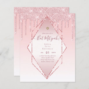 Glitzy BAT MITZVAH Convida Glitter Sparkles Modern