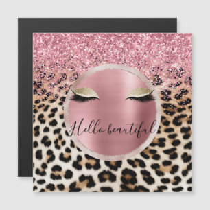 Glitzy Cor de rosa Leve Dourada Eyelashes Leopardo