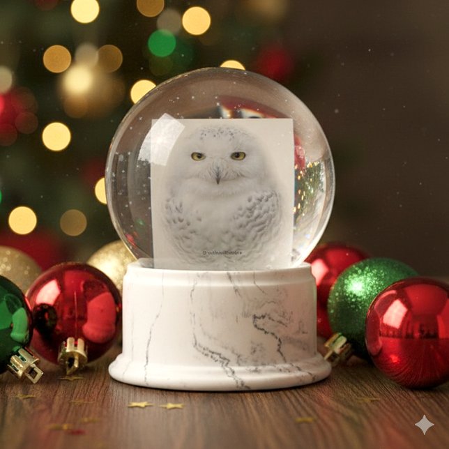 Globo De Neve Bonita, Dreamy e Serene Snowy Owl (Snowy Owl Glass Snow Globe Cover Photo)
