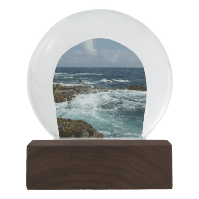 Globo De Neve Costa Rocky de Aruba e Oceano Azul (Frente)