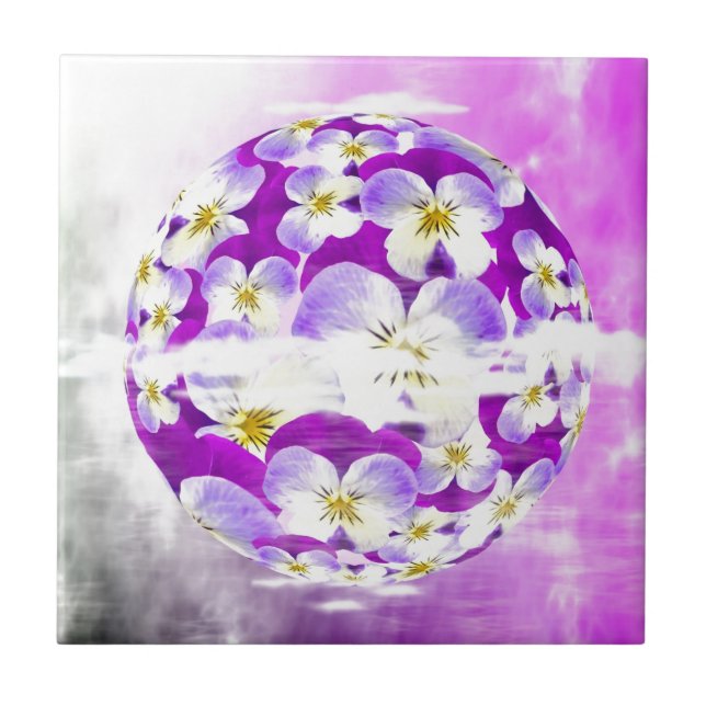 Globo de padrão de flores violeta sutil e simples (Frente)