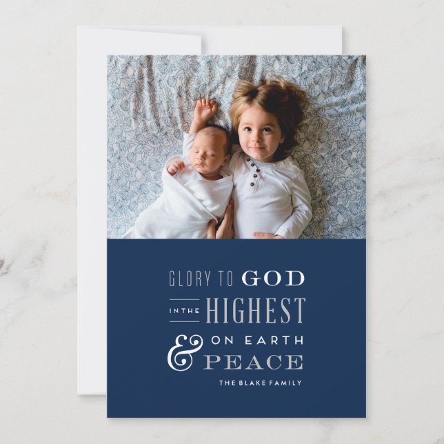Glória ao cartão de Natal religioso do deus (Frente)