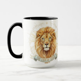 Glória ao Rei & Leão Caneca de Aquarela Cristã