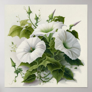 Glória Branca Flores Impressão
