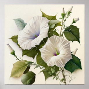 Glória Branca Flores Impressão