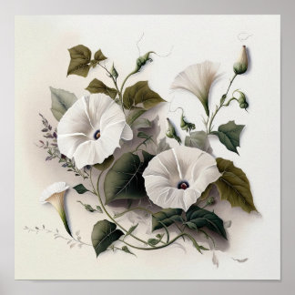 Glória Branca Flores Impressão
