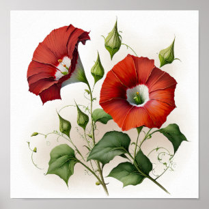 Glória Vermelha Flores Impressão