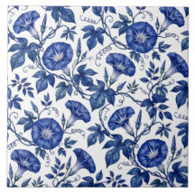 Glórias Matutinas Azul Cobalto Branco Estilo Delft