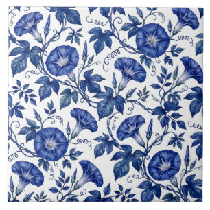 Glórias Matutinas Azul Cobalto Branco Estilo Delft