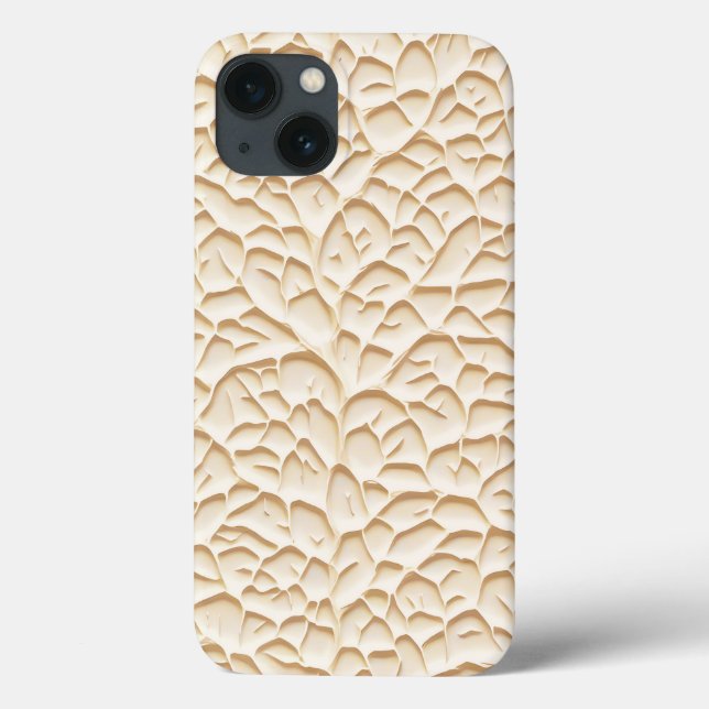 Glossy Beige iPhone Case with Textured Relief (Verso)
