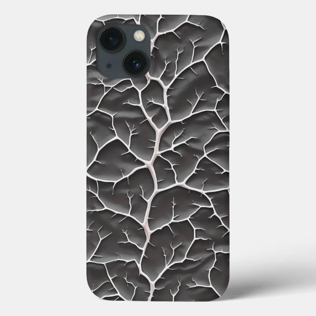 Glossy Dark Gray iPhone Case Branch Texture (Verso)