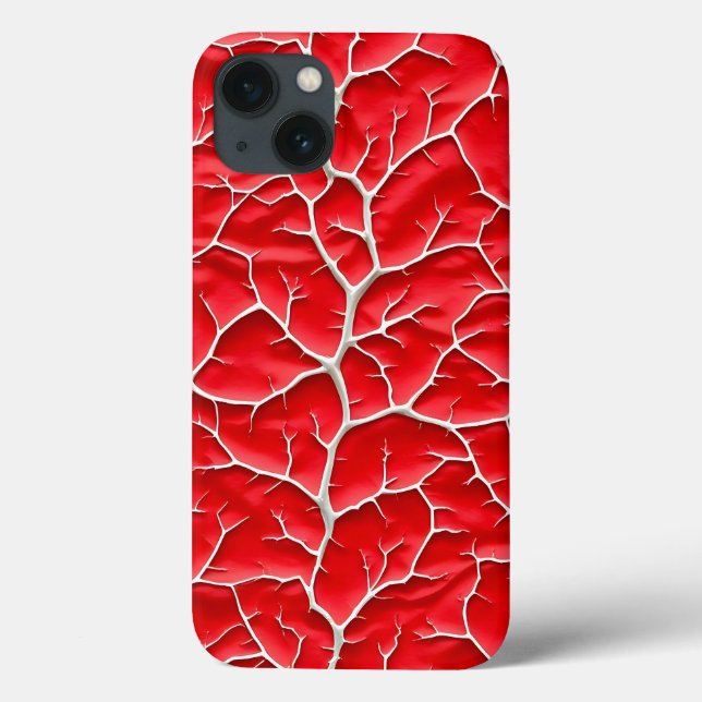 Glossy Red iPhone Case with Branch Texture (Verso)