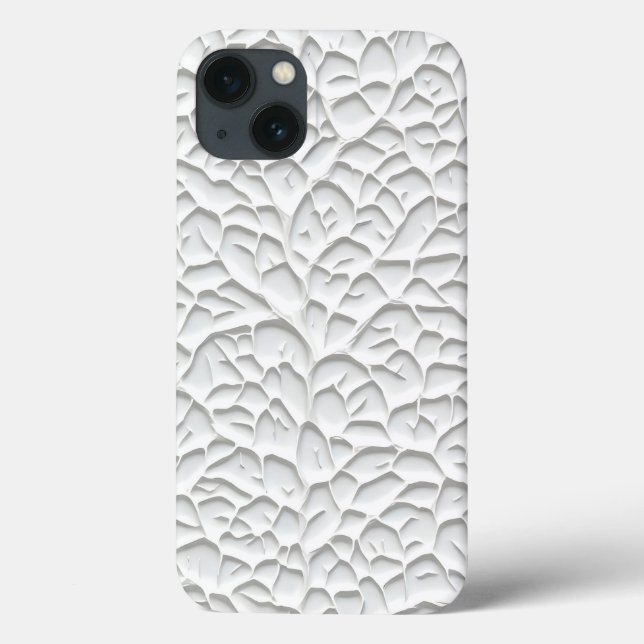 Glossy White iPhone Case with Textured Branch (Verso)