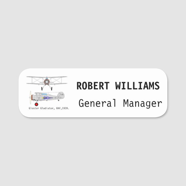 Gloster Gladiator: Nome de etiqueta Clássico (Frente)