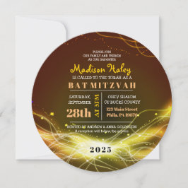 GLOW NEON ESTARS Bat Mitzvah Convite DOURADO