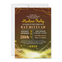 GLOW NEON ESTARS Bat Mitzvah Convite DOURADO