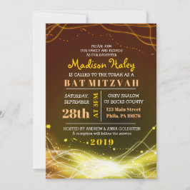 GLOW NEON ESTARS Bat Mitzvah Convite DOURADO