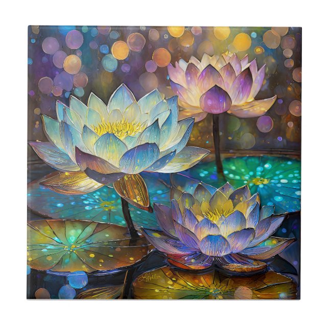 Glowing Lotus Flowers Trio (Frente)