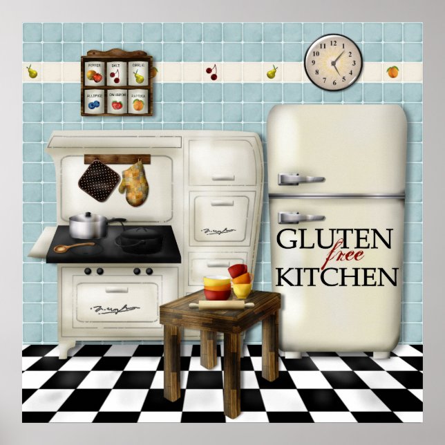 Gluten Free Kitchen - Teal Poster (Frente)