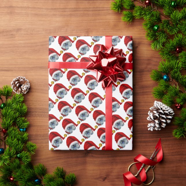 GNOME 4 OS CHOWLIDAYS azul chow  papel de presente (Presente de Natal)