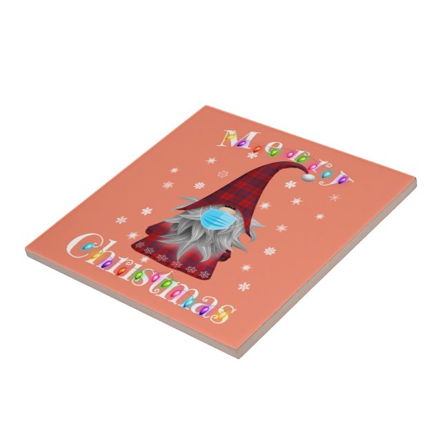 Gnome Christmas Pajamas Face Mask - Garden Gnome (Lateral)