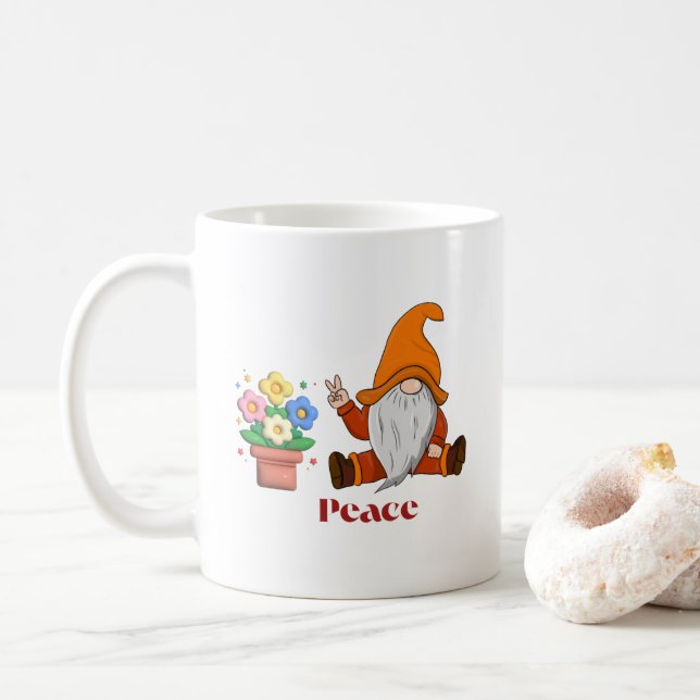 Gnome da Paz em uma Xícara de Café (Com Donut)