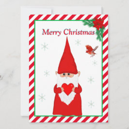 Gnome de Natal & Carta de Natal de Pássaro Vermelh