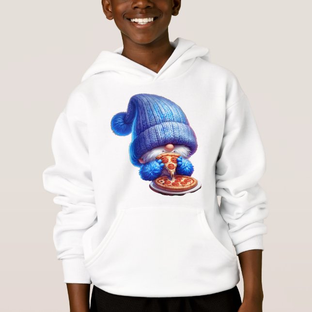 Gnome gostando de um delicioso Banquete de pizza (Frente)