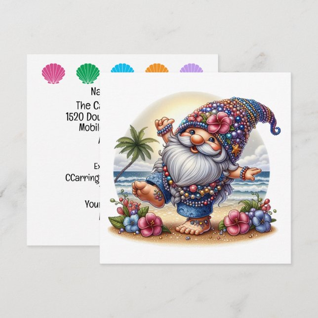 Gnome Precioso da Praia - Convite Temático (Frente/Verso)