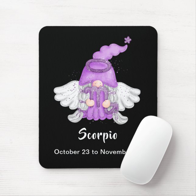 Gnome Scorpio Astrology Sign Angel Mouse Pad (Com mouse)