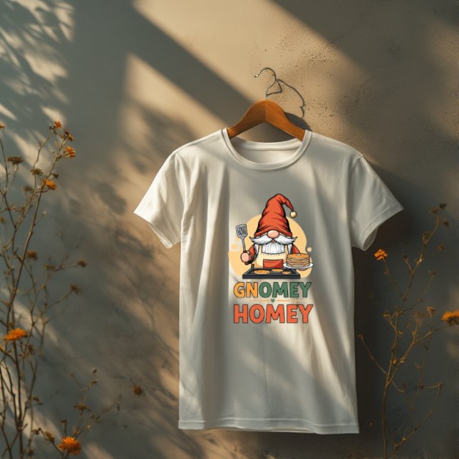 Gnomey Homey Pancakes design (Gnomey homey - gnome making delicious pancakes at home t-shirt design)