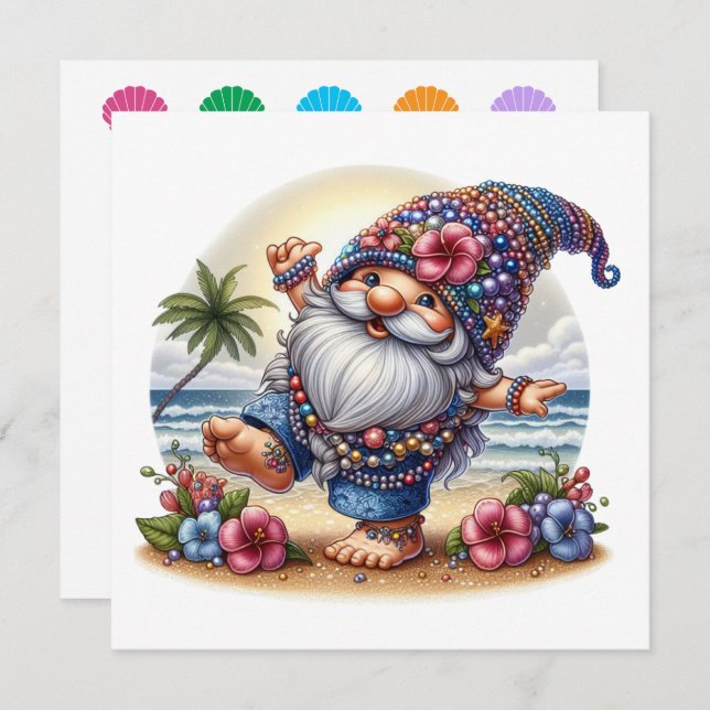 Gnomo da Praia Preciosa - Convite Temático (Frente/Verso)