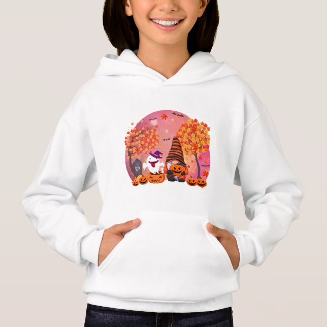 Gnomo De Halloween E Hoodie Fantasma (Frente)