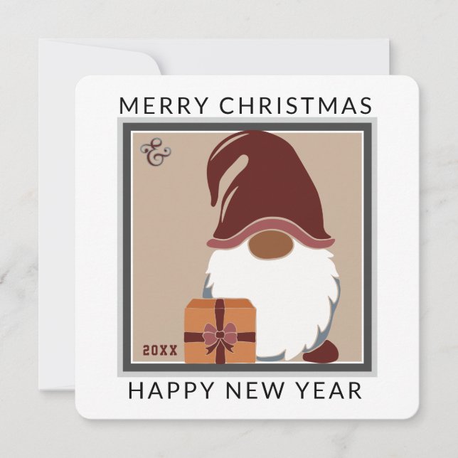 Gnomo de Natal bonito em Cartão de Férias com Core (Frente)
